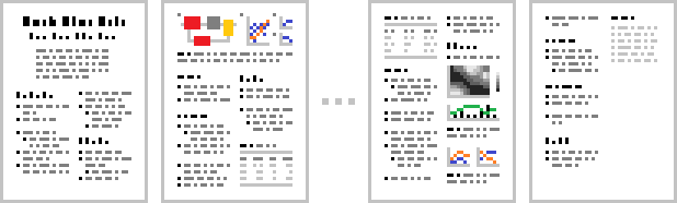 A pixelated schematic illustration of step 5, the same paper template document as in step 4 but now with more bullets under each heading, including some multi-level bulleting, and more references.